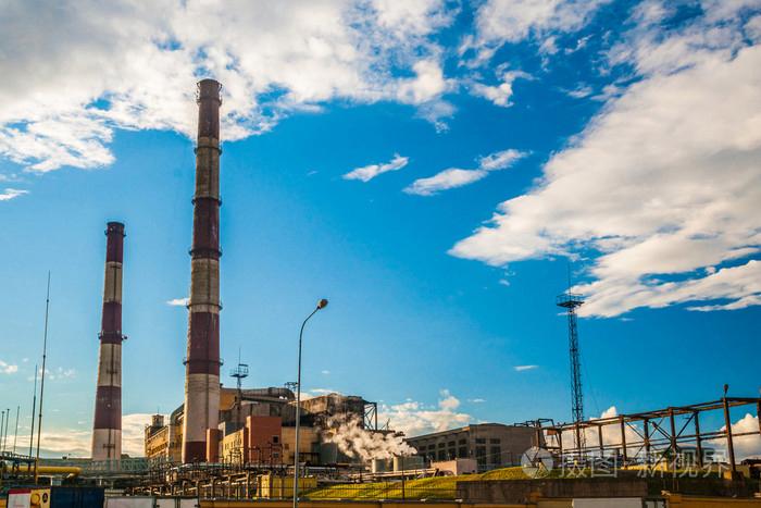 煤炭火力发电厂的烟囱照片-正版商用图片0esjjt-摄图新视界